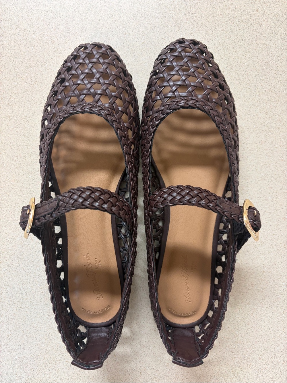Women’s Brown Woven Mary Jane Flats